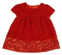 Červené zamatové šaty s flitrami M&S