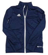 Tmavomodrá sportovní propínací mikina s logem Adidas