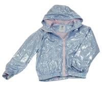 Modrá lesklá šusťáková jarní bunda s kapucí Kiki&Koko