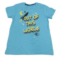 Modré tričko s nápisem a raketou Jeff&Co