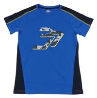 Modro-černé sportovní funkční tričko s potiskem Crane