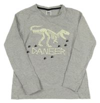 Sivé tričko s dinosaurom L&D