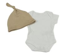2 sert - hnedá čepice + biele body