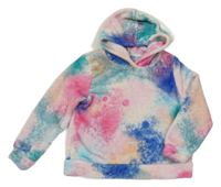 Modro-fuchsiovo-farebná chlpatá mikina s kapucňou H&M
