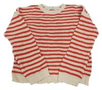 Červeno-smotanový pruhovaný sveter H&M