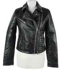 Dámsky čierny koženkový crop podšitý krivák Aftf