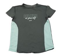 Tmavošedo-zelené športové tričko s nápismi Active Touch