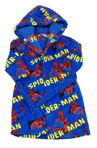 Modrý chlpatý župan so Spidermanem a kapucňou zn. M&S