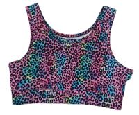 Ružovo-modro-čierny vzorovaný športový crop top Tu