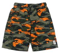 Khaki-oranžové vzorované plážové kraťasy F&F