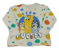 Biele bodkovaná é tričko s Pudseym a Bluey George