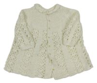 Smotanový háčkový prepínaci sveter