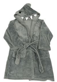 Šedý chlupatý župan s kapucí - žralok