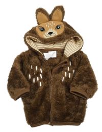 Hnědá chlupatá propínací mikina s kapucí - srnka Blade&Rose