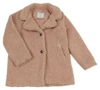 Pudrový huňatý podšitý kabát PRIMARK