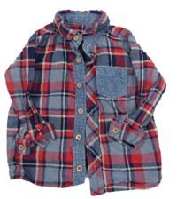 Šedomodro-červená kockovaná košeľa George