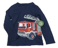 Nové - Tmavomodré tričko s hasiči C&A