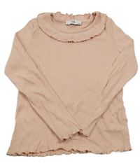 Růžové žebrované triko s límečkem C&A