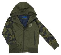 Khaki-army šusťáková jarní bunda s kapucí OVS