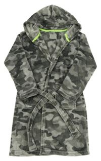 Sivý army chlupaný župan a kapucňou Primark