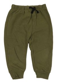 Khaki žebrované tepláky