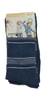 Nové - tmavomodré pruhované pančuchy