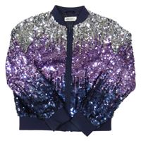 Stříbrno-fialová flitrová podšitá bunda H&M