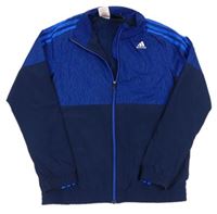 Tmavomdoro-modrá funkční sportovní šusťáková podzimní bunda Adidas