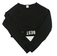 Černé sportovní crop triko s nápisy Shein