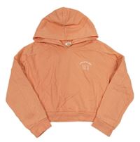 Broskvová crop mikina s nápisom a kapucňou River Island