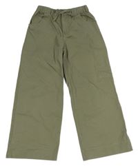 Khaki plátěné kalhoty Zara