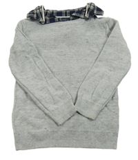 Sivý sveter so všitou košilí Next