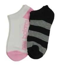 2x - Bielo-ružové ponožky s nápisem + čierno-sivé pruhované členkové ponožky