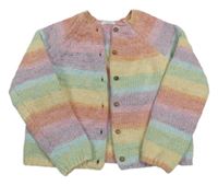 Barevný pruhovaný žinylkový propínací svetr Next