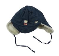 Tmavomodrá šusťáková zateplená beranice 