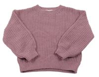 Fialovorůžový žinylkový sveter H&M