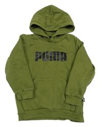 Khaki mikina s logem a kapucí Puma