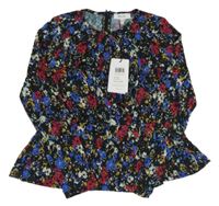 Nové - Čierna tunika s kvietkami Reiss