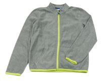 Sivá fleecová prepínaci mikina s limetkovými lemy Kids