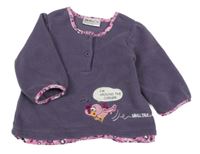 Fialová fleecová mikina s vtáčikom