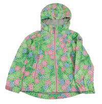 Limetkovo-růžovo-modrá kytičkovaná šusťáková jarní bunda s kapucí IcePeak 
