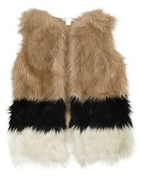 Svetloružová -čierno-biela kožešinovo/pletená vesta Primark