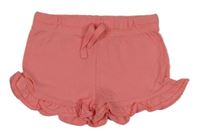 Růžové bavlněné kraťasy s volánky F&F