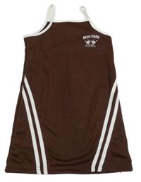 Kávové šaty s prúžkami Shein