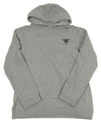 Sivá melírovaná mikina s nápisom a kapucňou Manguun