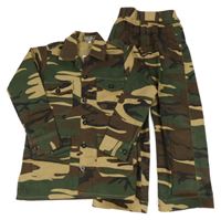 Nové - 2set - Khaki-hnědo-béžová army riflová bunda + kalhoty 