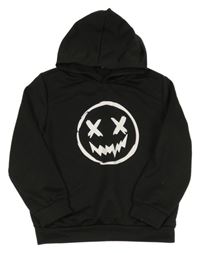 Čierna mikina so smajlíkom a kapucňou Shein