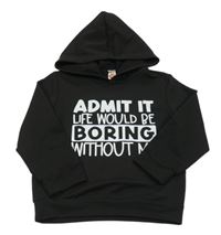 Čierna mikina s nápisom a kapucňou