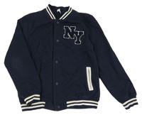 Tmavomodrá baseballová propínací mikina s nášivkou Yigga