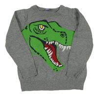 Sivý sveter s dinosaurom Dopodopo